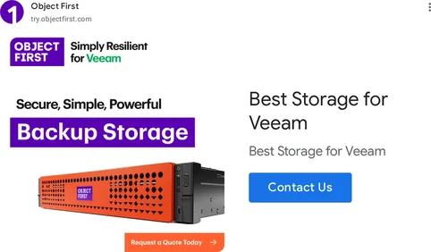 Object First display-hirdetés: backup storage Veeamhez