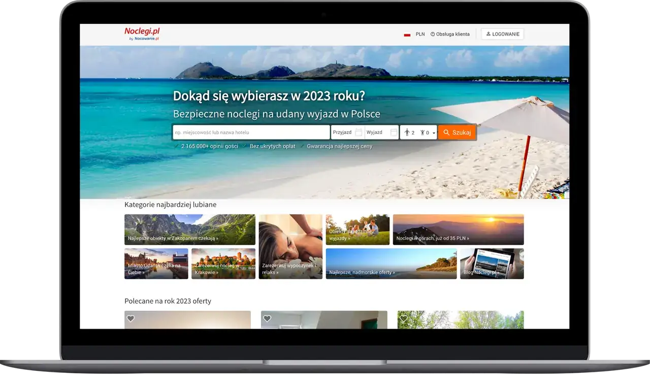 Booking interface for the Polish market, Noclegi.pl