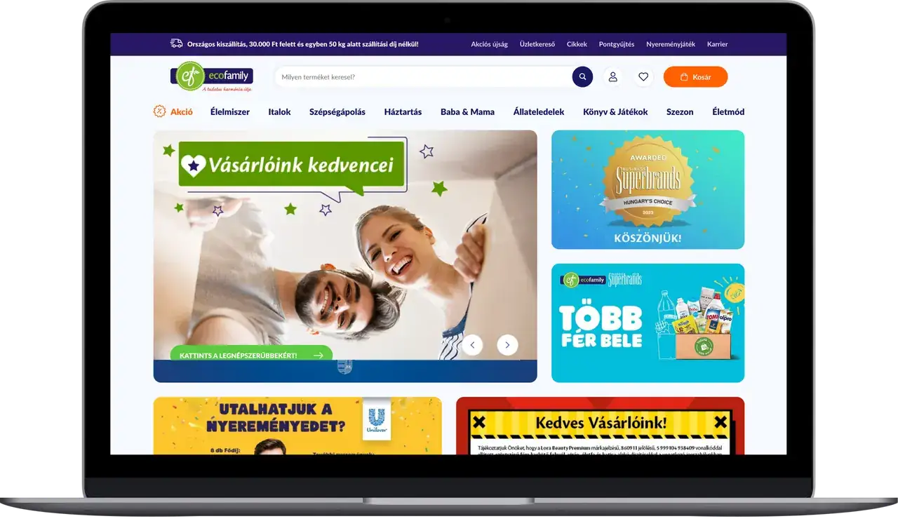 Szezonális kampány-landing és webshop, Ecofamily